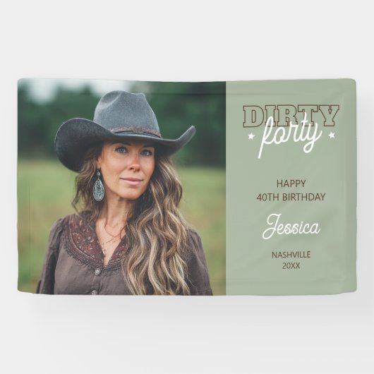 Dirty Forty Western Country Foto 40e Verjaardag Spandoek (Horizontaal)