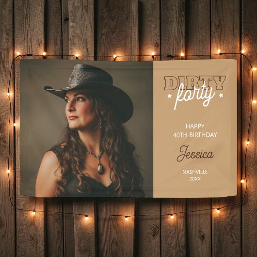 Dirty Forty Westerne Rodeo Foto 40e verjaardag Spandoek