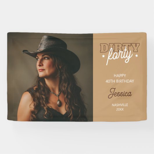 Dirty Forty Westerne Rodeo Foto 40e verjaardag Spandoek (Horizontaal)