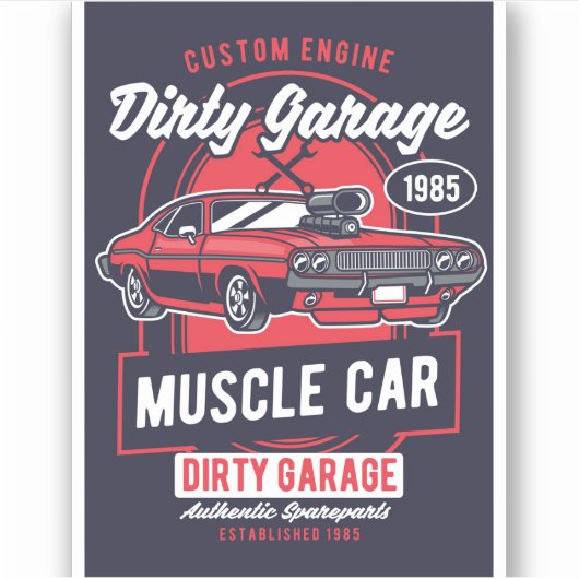 Dirty Garage Muscle Car Club Sticker (Voorkant)