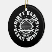 Dirty Hands maakt geld schaars Mechanische Mechan Keramisch Ornament (Links)