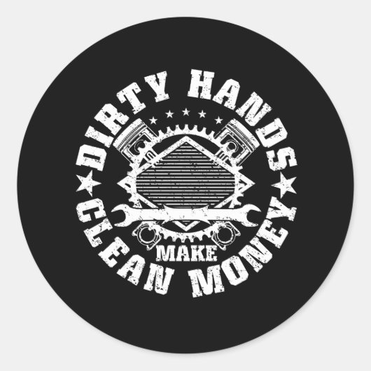 Dirty Hands maakt geld schaars Mechanische Mechan Ronde Sticker (Voorkant)