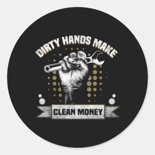 Dirty Hands maakt geld schoon Ronde Sticker (Voorkant)