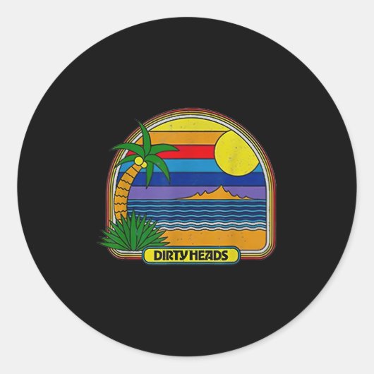 Dirty Heads Retro Beach Ronde Sticker (Voorkant)