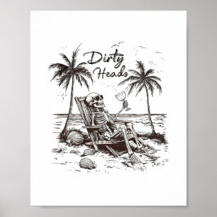 Dirty Heads Skelet Zonsondergang Strand Vibes Esth Poster