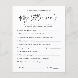 Dirty Little Secrets   Bachelorette Party Game