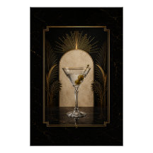 Dirty Martini Art Deco Poster | Printbare Thuisbar