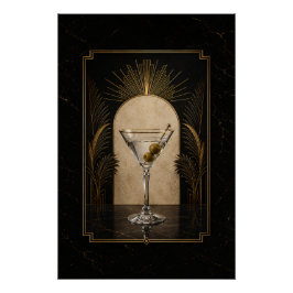 Dirty Martini Art Deco Poster | Printbare Thuisbar