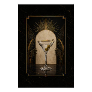 Dirty Martini Art Deco Poster Printbare Thuisbar
