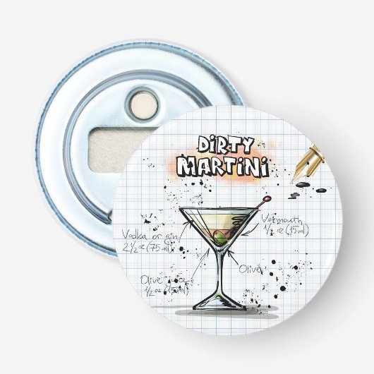 Dirty Martini Button Flesopener (Voorkant)