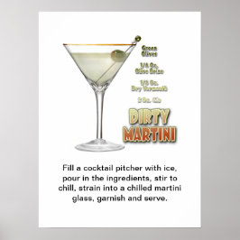 Dirty Martini Cocktail Recipe Art 18"x24" Poster