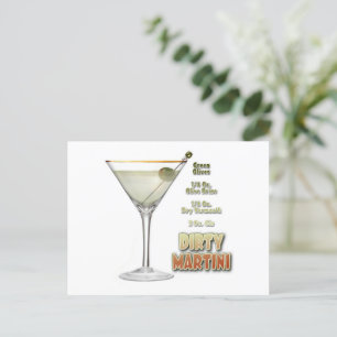 Dirty Martini Cocktail Recipe Art   Briefkaart