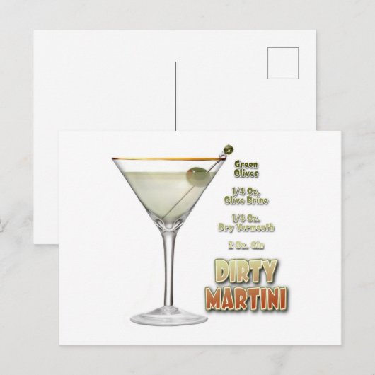 Dirty Martini Cocktail Recipe Art   Briefkaart (Voorkant / Achterkant)