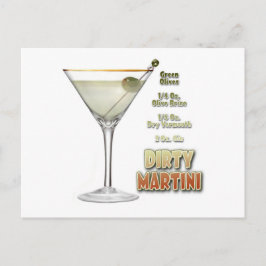 Dirty Martini Cocktail Recipe Art Briefkaart