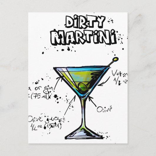 Dirty Martini Cocktail Recipe Briefkaart (Voorkant)