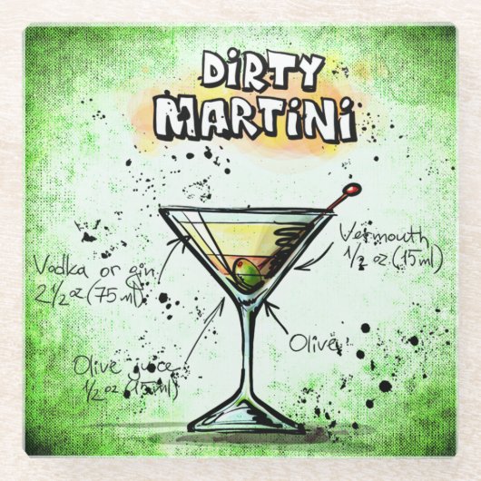 Dirty Martini Drink Recipe Glazen Onderzetter (Voorkant)