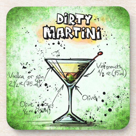 Dirty Martini Drink Recipe Onderzetter (Voorkant)