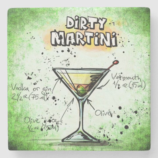 Dirty Martini Drink Recipe Stenen Onderzetter (Voorkant)