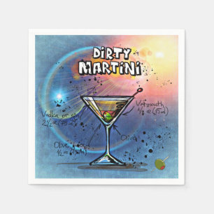 Dirty Martini on Blue Fabric Paper Napkin Servet