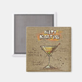 Dirty Martini Recipe Bar Burlap Magneet (Voorkant / Achterkant)