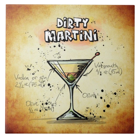 Dirty Martini Recipe Bar Gold Tegeltje (Voorkant)
