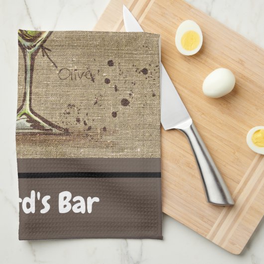 Dirty Martini Recipe Gepersonaliseerde Bar Burlap Theedoek (Quarter Fold)