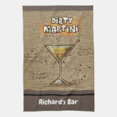 Dirty Martini Recipe Gepersonaliseerde Bar Burlap Theedoek (Verticaal)
