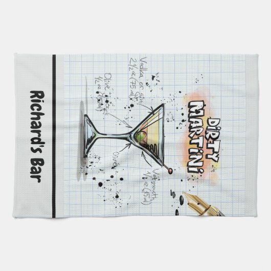 Dirty Martini Recipe Personalized Bar Drawing Theedoek (Horizontaal)