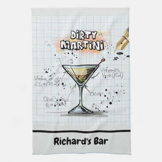 Dirty Martini Recipe Personalized Bar Drawing Theedoek (Verticaal)