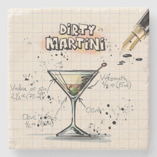 Dirty Martini Stone Onderzetter (Voorkant)