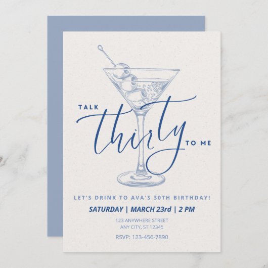 Dirty Martini "Talk Thirty to Me" Verjaardag voor  Kaart (Voorkant / Achterkant)