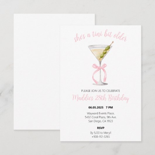 Dirty Martini Verjaardagsuitnodiging Bedankkaart (Voorkant / Achterkant)