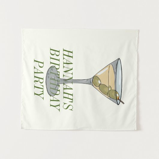 Dirty Martini Verjaardagsuitnodiging Wandkleed (Voorkant (horizontaal))