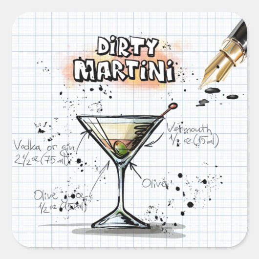 Dirty Martini Vierkante Sticker (Voorkant)