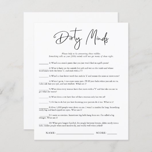 Dirty Minds | VRIJGEZELLENFEEST (Voorkant / Achterkant)