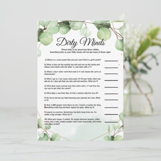 Dirty Minds Vrijgezellenfeest Game Kaarten (Staand voorkant)