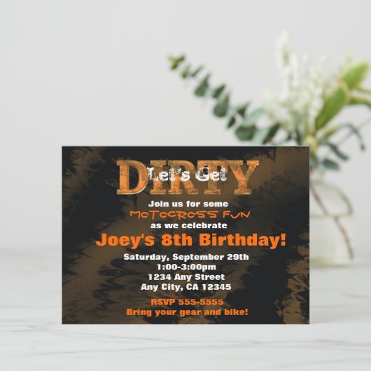 Dirty Mud Run Race Motorcross Racing Uitnodiging (Staand voorkant)