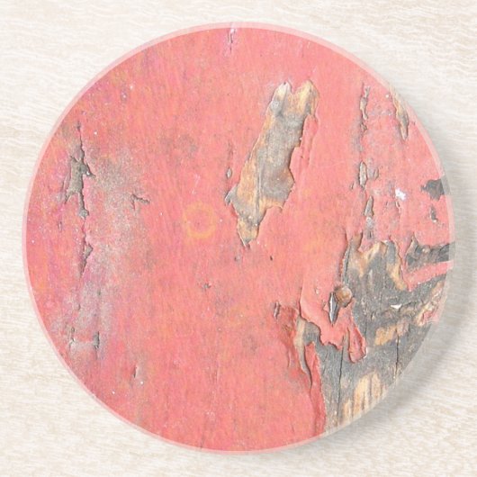 Dirty Peeling Red Paint op Barn Wood Zandsteen Onderzetter (Voorkant)