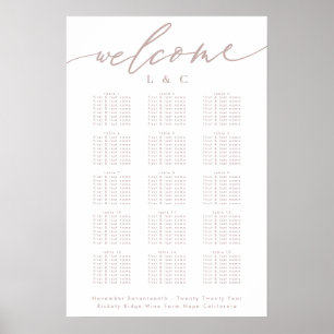 Dirty Pink Taupe Wedding Welkom Zitting Grafiek Poster