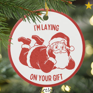 Dirty Retro Style Naughty Santa Christmas Keramisch Ornament