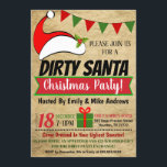 Dirty Santa Exchange Party-uitnodiging Kaart<br><div class="desc">Dirty Santa Holiday Gift Exchange Party - Uitnodiging

Werkt geweldig voor allerlei soorten feestjes:
Meisje komt samenBedrijf/Zakelijke partijenVakantie Vrijgezellenfeest of Bachelorette Party InvitationsWhite Elephant parties en nog veel meer!

DETAILS:
* Nodig is geformatteerd als 5" x 7" bestand</div>