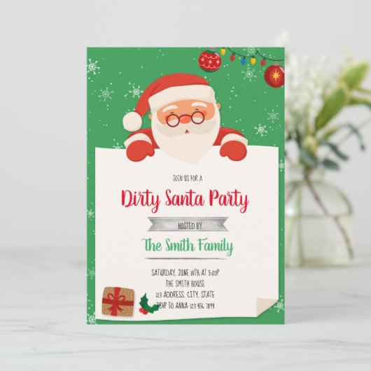 Dirty Santa Exchange party-uitnodiging Kaart (Staand voorkant)