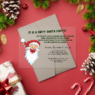 Dirty Santa Gift Exchange met lachende kerstman Acryl Uitnodigingen