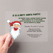 Dirty Santa Gift Exchange met lachende kerstman Acryl Uitnodigingen (Insitu (Draagbaar))