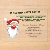 Dirty Santa Gift Exchange met lachende kerstman Acryl Uitnodigingen (Voorkant)