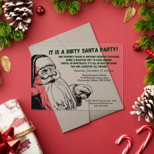  Dirty Santa Gift Exchange Party Acryl Uitnodigingen (Insity (Feestdagen))