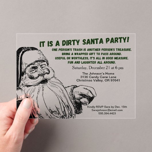  Dirty Santa Gift Exchange Party Acryl Uitnodigingen (Insitu (Draagbaar))