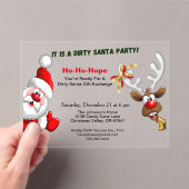 Dirty Santa Gift Exchange Santa & Rudolph Deer Acryl Uitnodigingen (Insitu (Draagbaar))