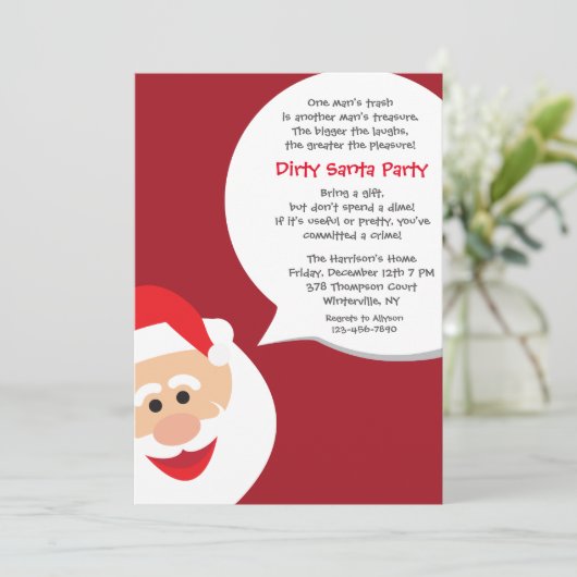 Dirty Santa Kerstparty Uitnodiging (Staand voorkant)