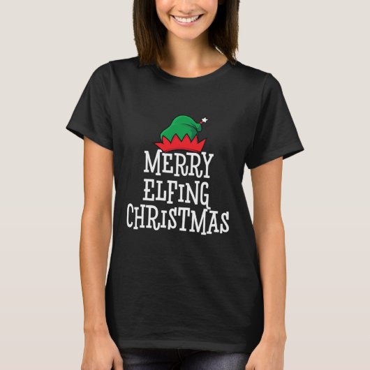 Dirty Santa Naughty Elves Merry Elfing T-shirt (Voorkant)